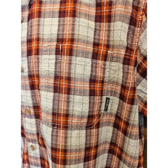 Eddie bauer TXL TALL XL swersucker nylon quick dry packable button up EUC plaid^ - Picture 5 of 7